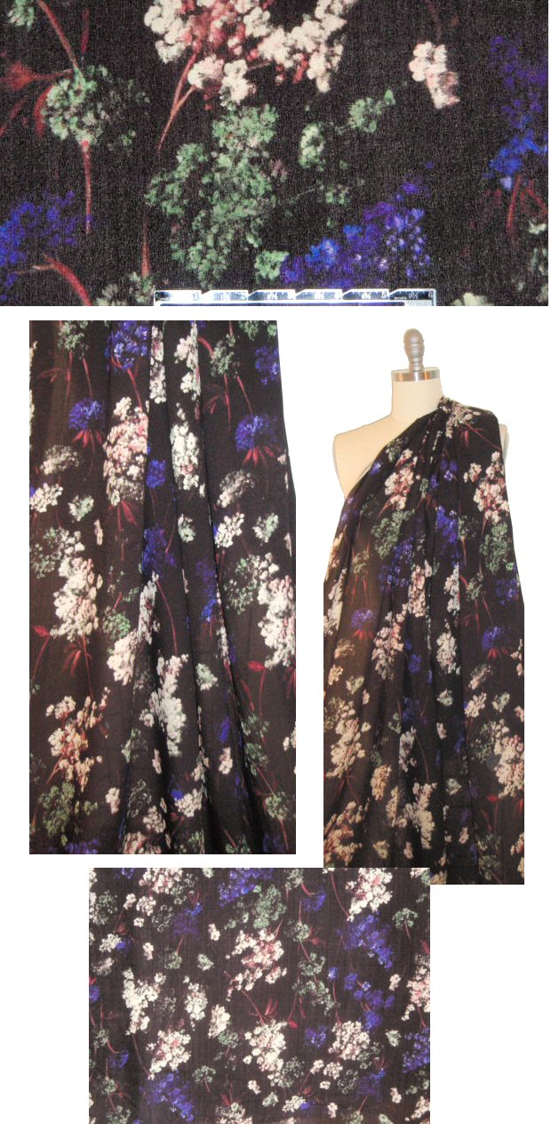 Italian floral printed all-wool crepe woven