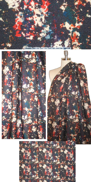 NY designer mottled abstract textured wool crepe