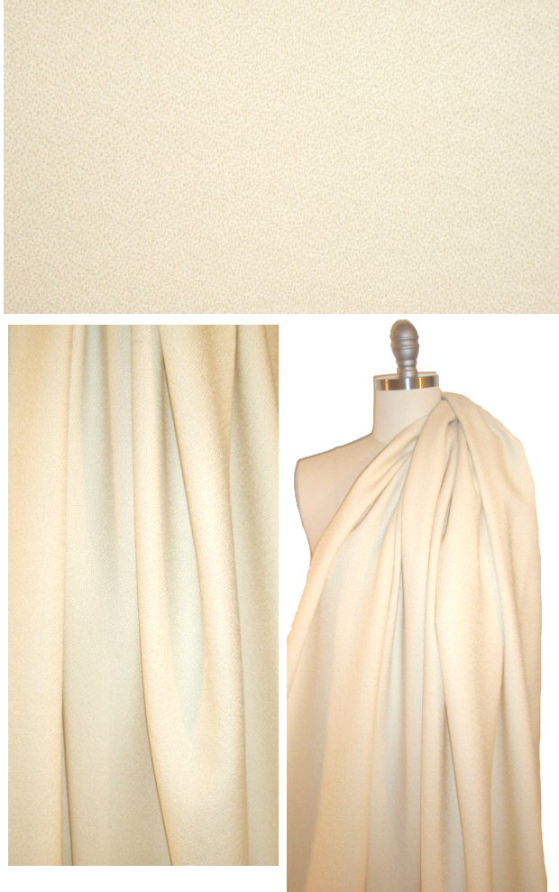 NY designer textured wool heavy crepe - vanilla 1.75 yd