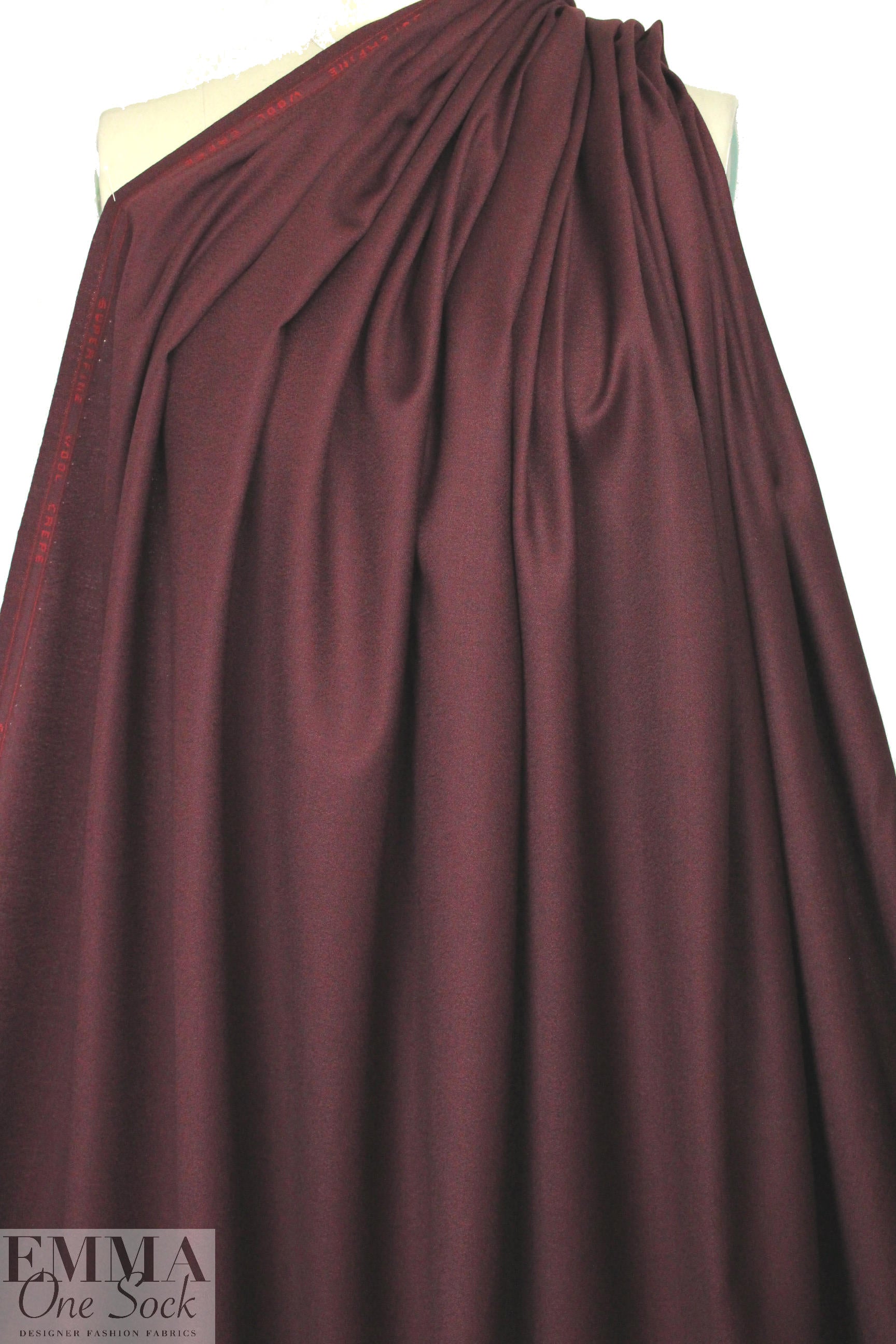 100% wool crepe - WINE .875 yds
