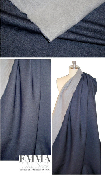 Italian wool/cotton fleece-backed indigo denim .875 yds