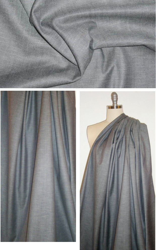 Italian blue-gray wool stretch denim