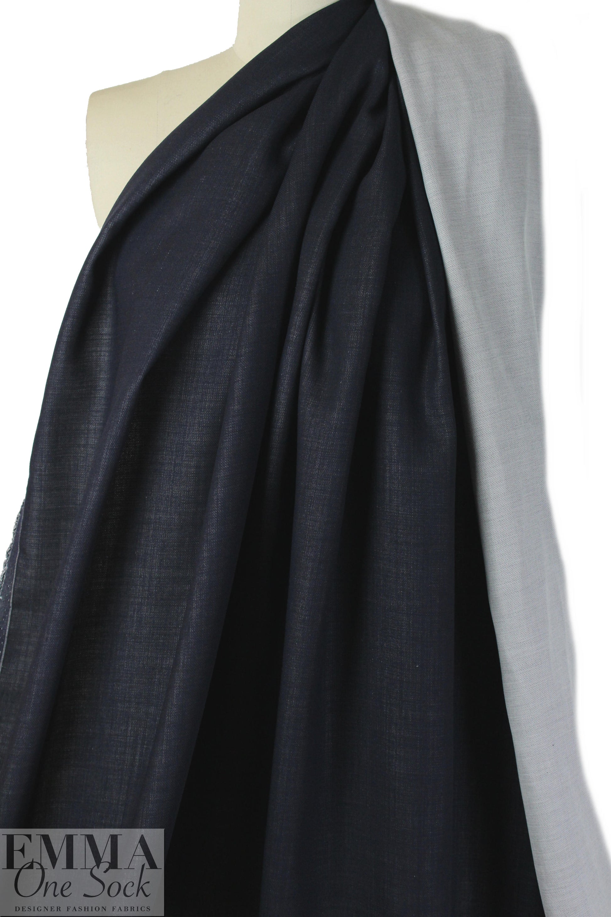 Italian wool double-sided woven - midnight/stone