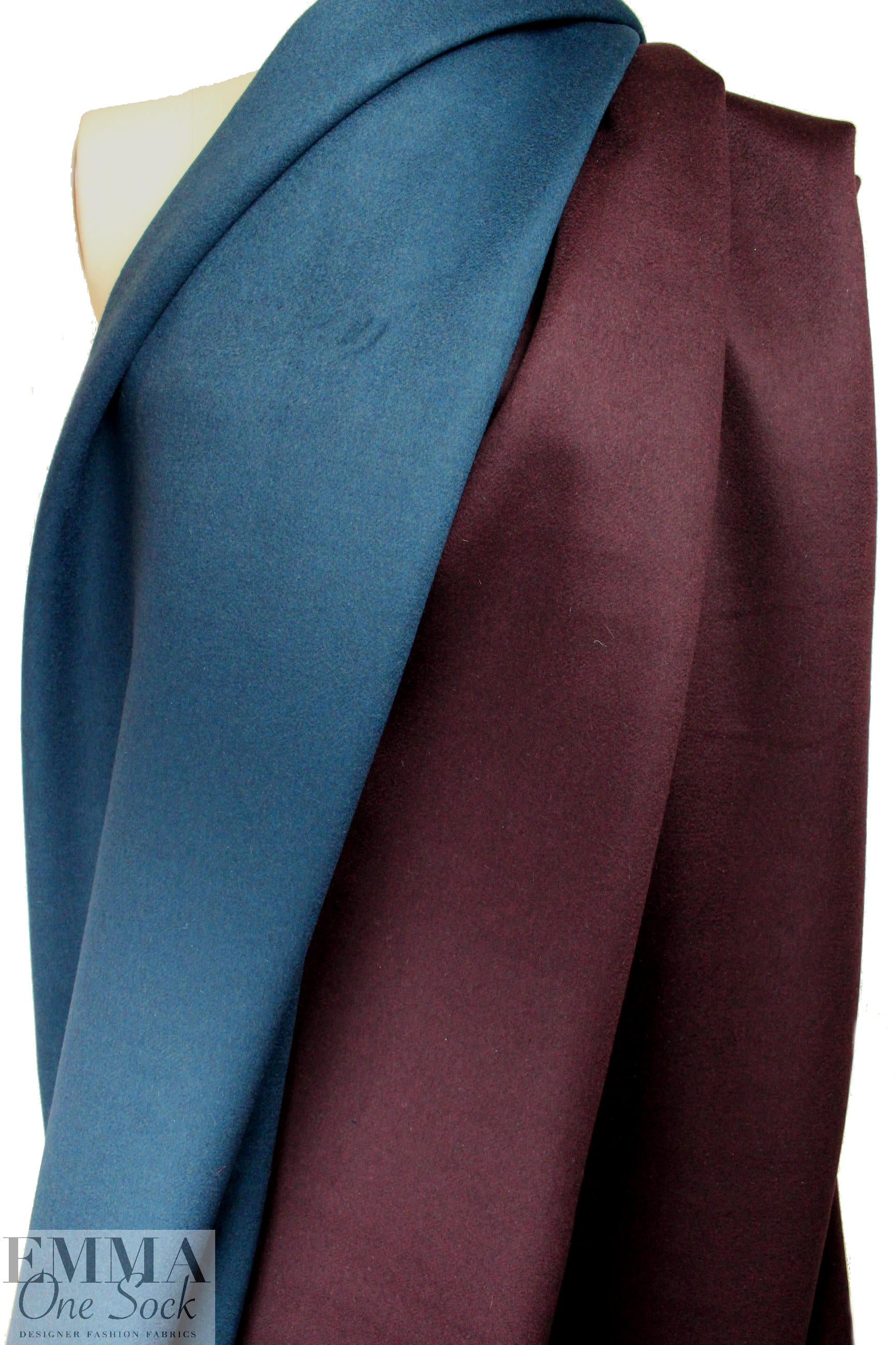 Italian wool blend doublecloth coating - legion/plum