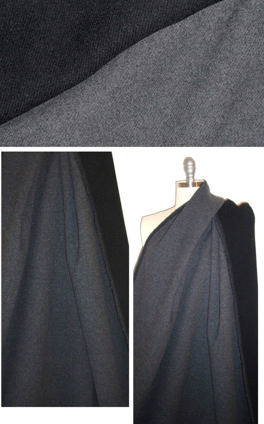 Italian doublecloth wool stretch coating - black/charcoal