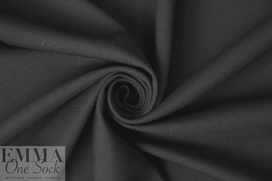 famous designer virgin wool stretch doublecloth - black 1.125 yds