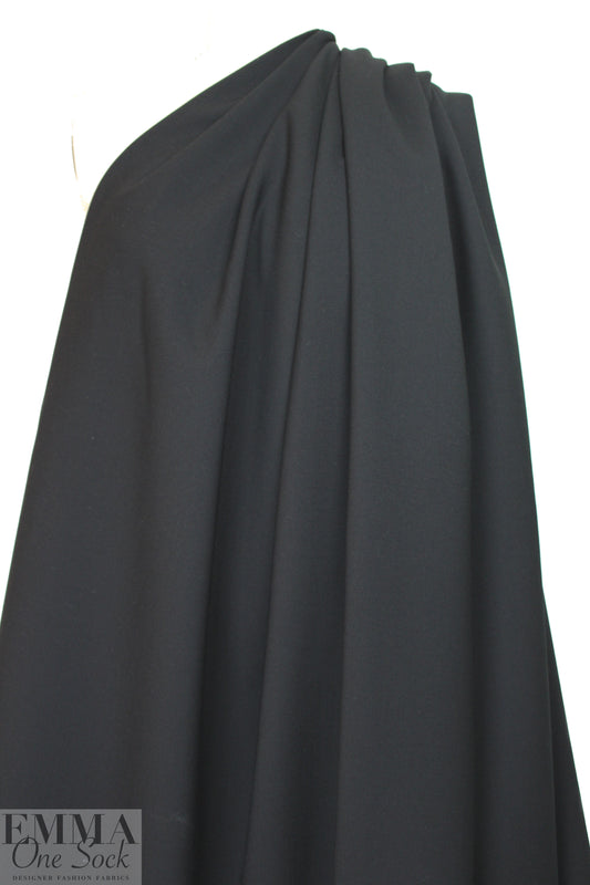 famous designer virgin wool stretch doublecloth - black