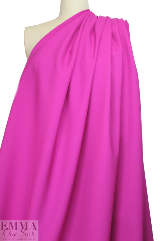 famous designer virgin wool stretch doublecloth - hot pink