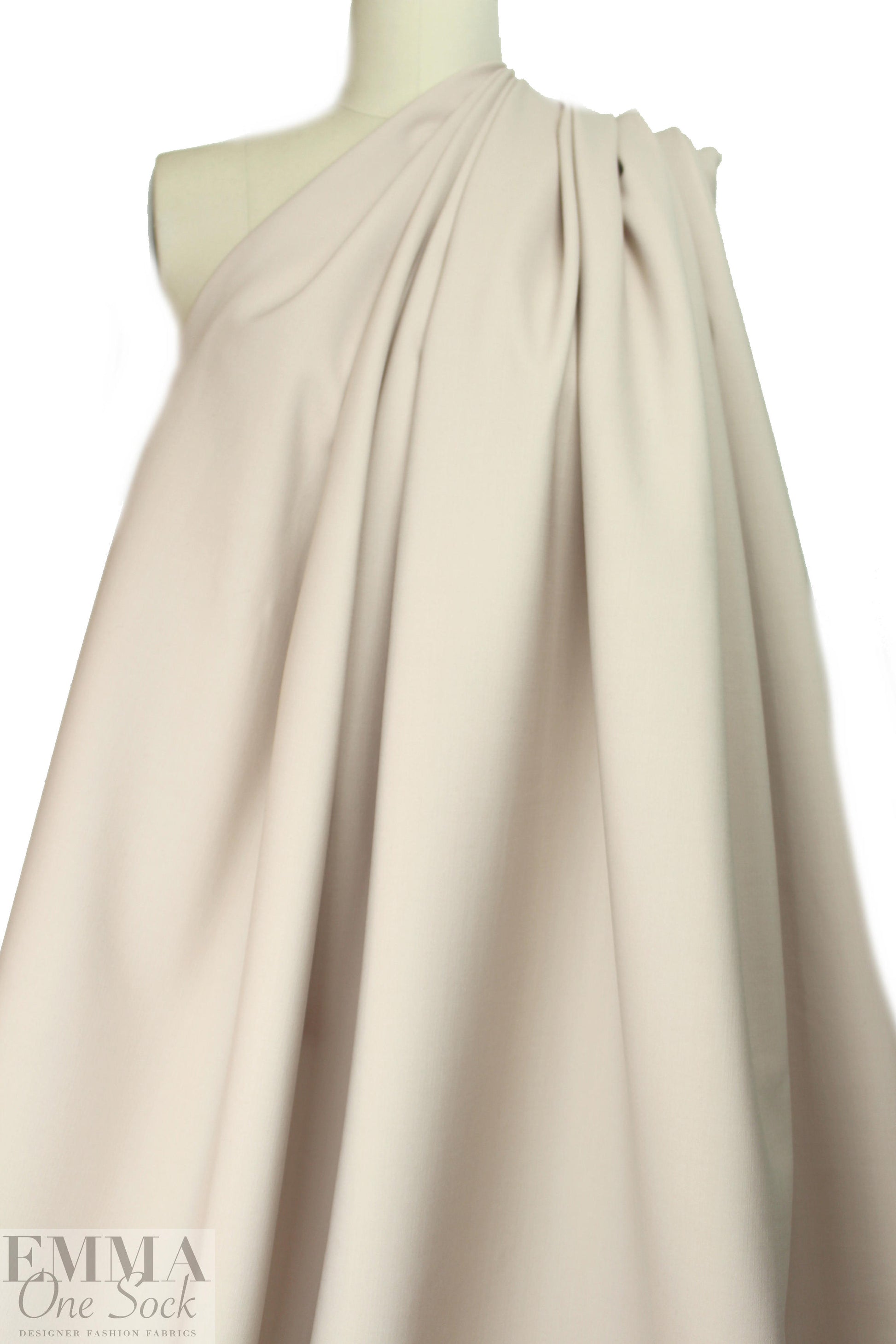 famous designer virgin wool stretch doublecloth - shell