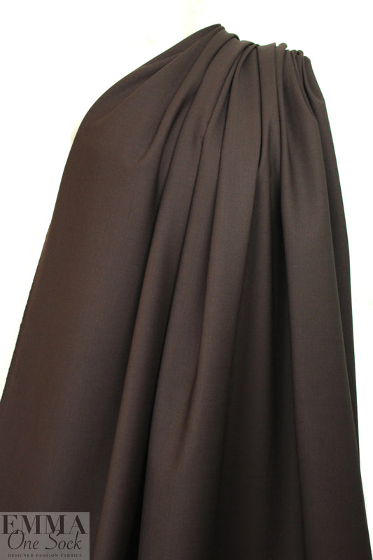 famous designer virgin wool stretch doublecloth - mahogany
