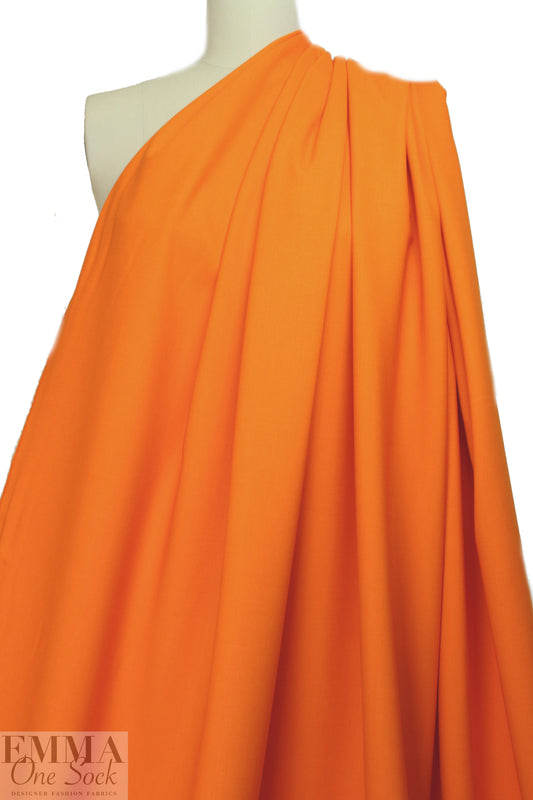 famous designer virgin wool stretch doublecloth - mandarin