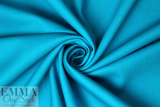 famous designer virgin wool stretch doublecloth - turquoise