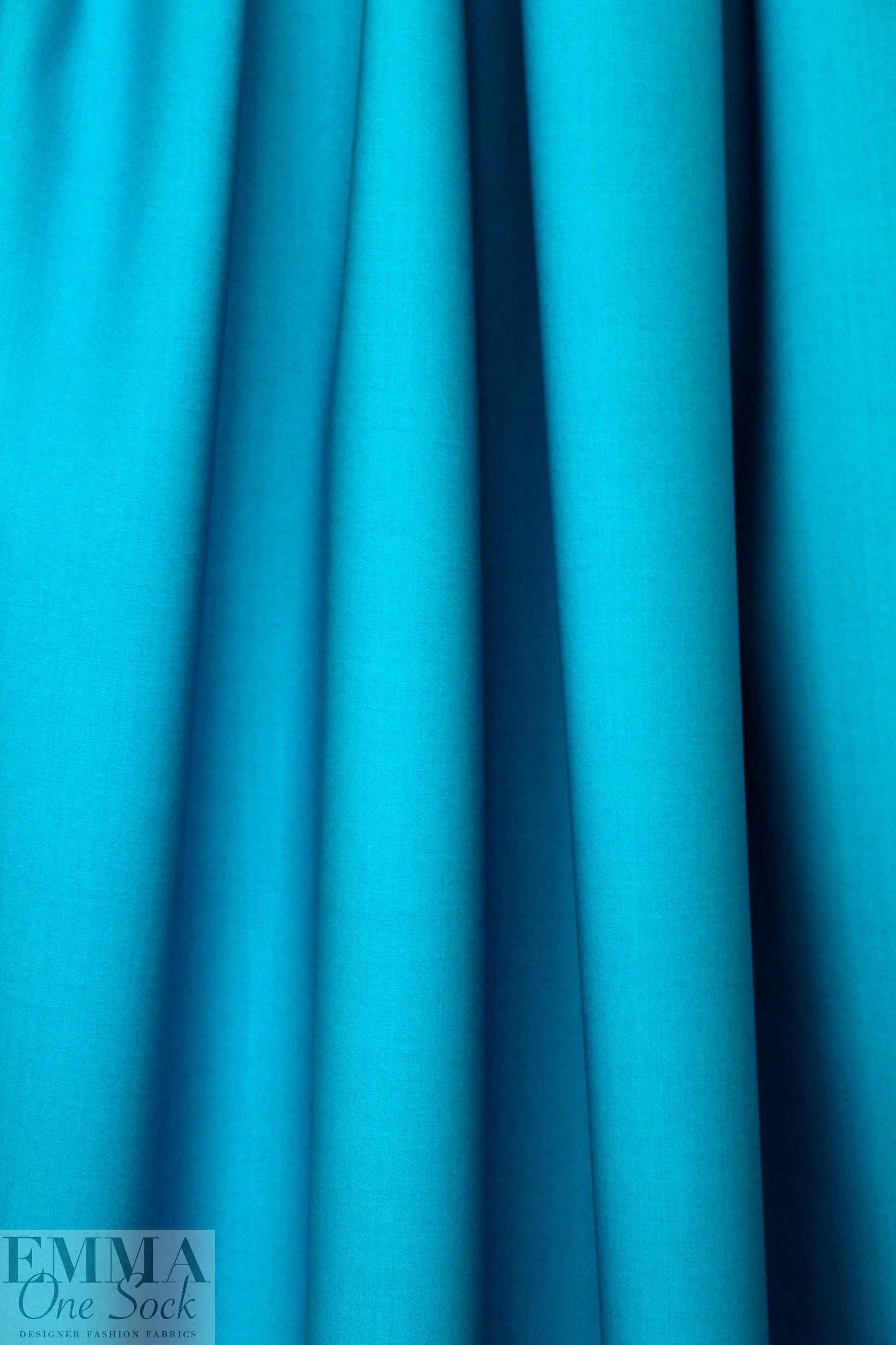 famous designer virgin wool stretch doublecloth - turquoise
