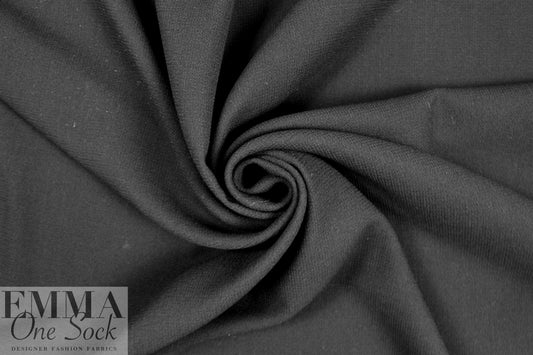 Italian black stretch wool doublecloth crepe