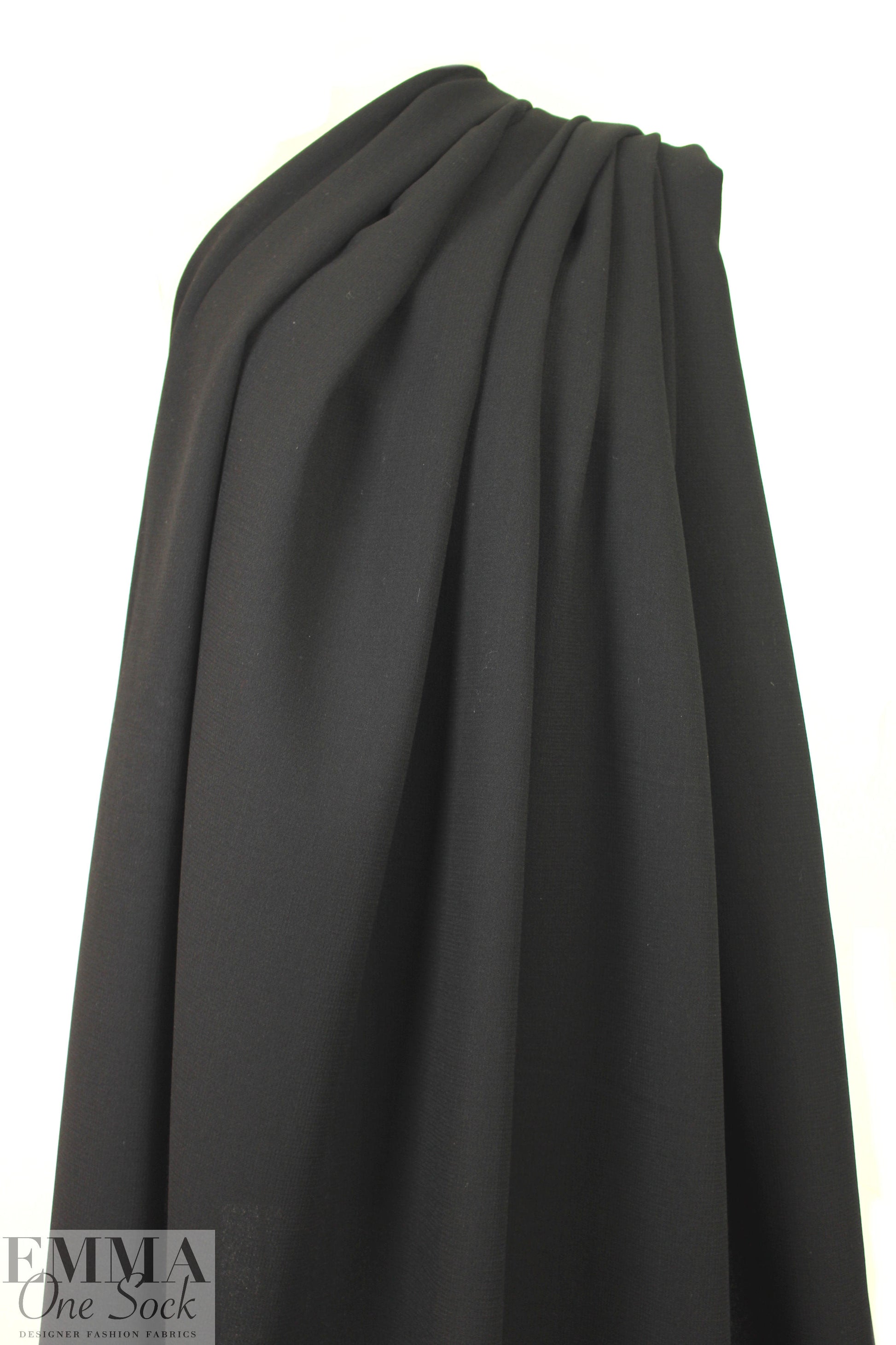 Italian black stretch wool doublecloth crepe 2.5 yd