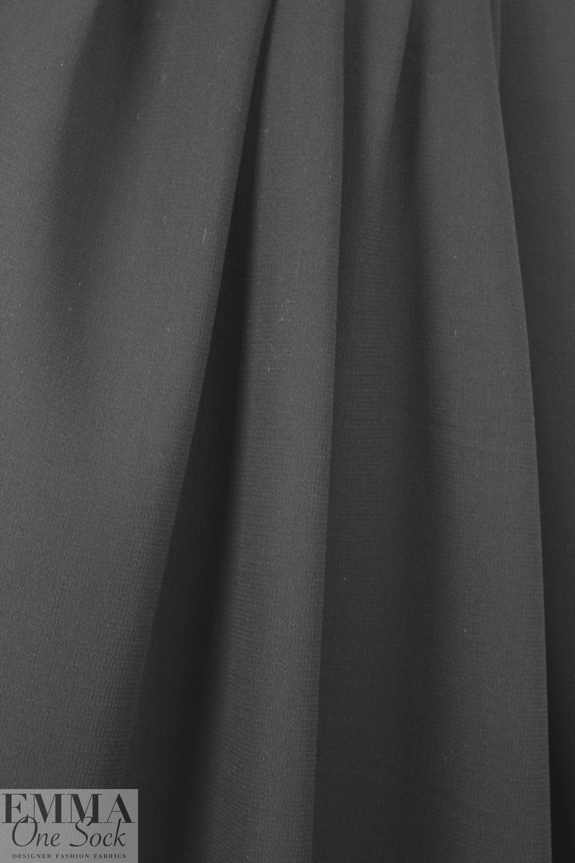 Italian black stretch wool doublecloth crepe 1.75 yd