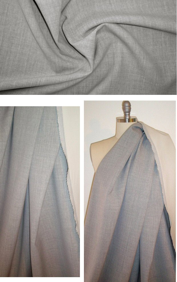 Italian stretch wool doublecloth suiting - gray heather 1.375 yds