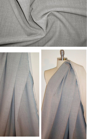 Italian stretch wool doublecloth suiting - gray heather 1.66 yd