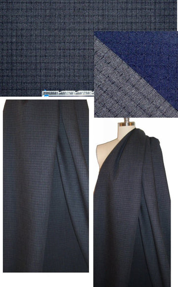 Italian wool/visc. doubleface grid suiting - charcoal/navy 1.875 yd
