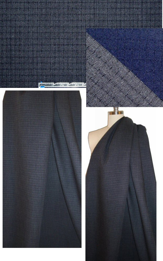 Italian wool/visc. doubleface grid suiting - charcoal/navy 1.875 yd