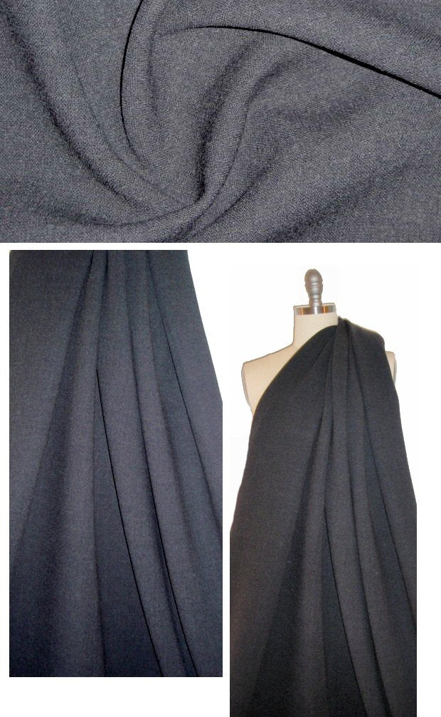 Italian stretch wool doublecloth - black heather