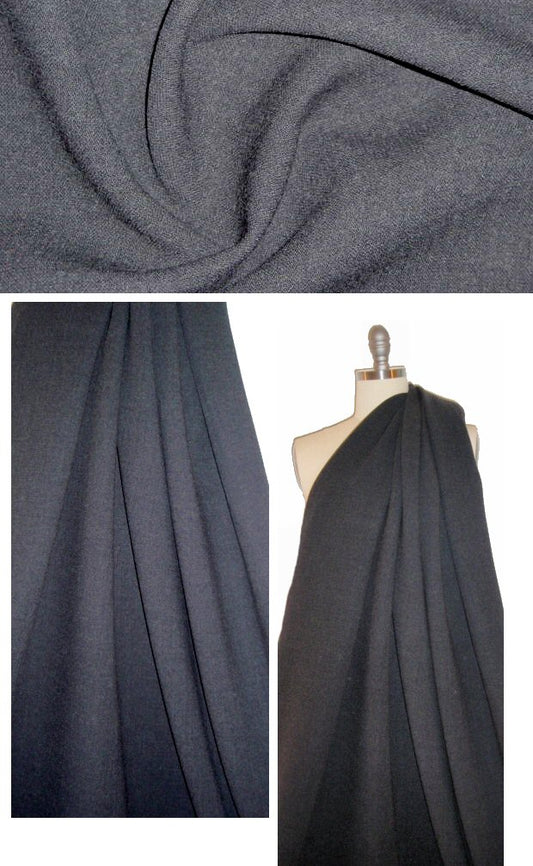 Italian stretch wool doublecloth - black heather 1.875 yd