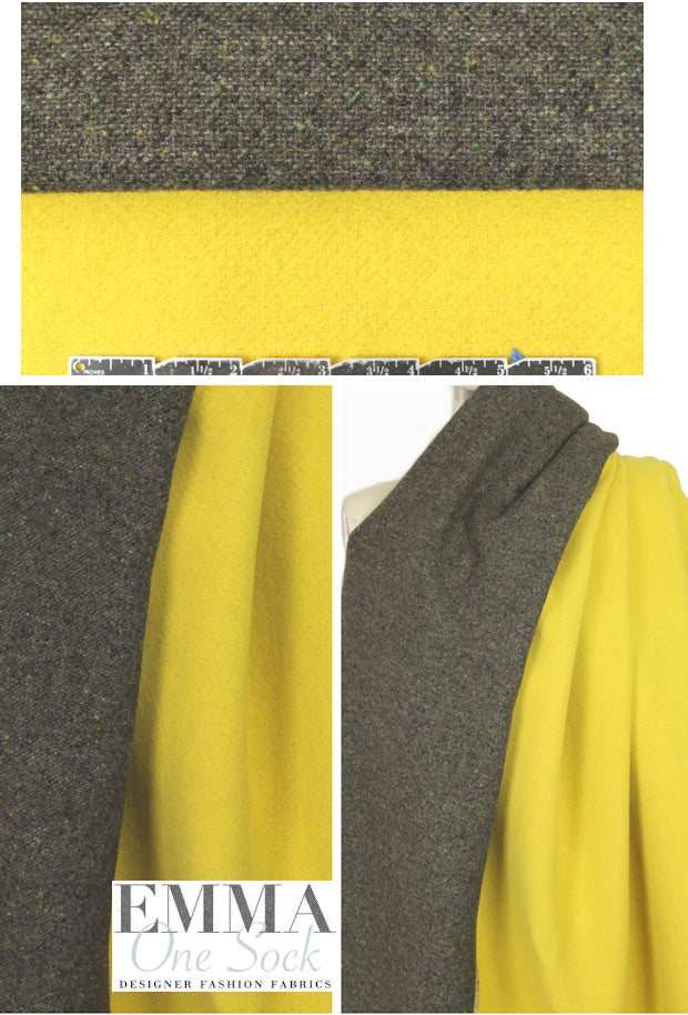 Italian wool doublecloth coating - woodsy tweed/mustard