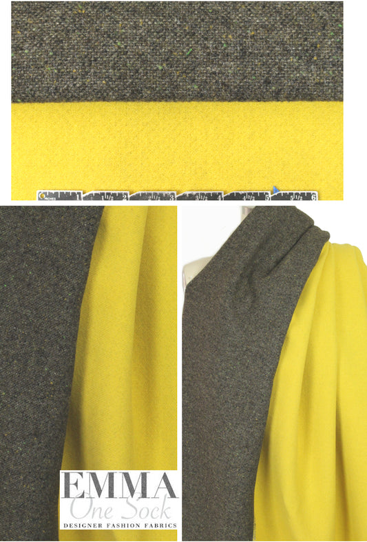 Italian wool doublecloth coating - woodsy tweed/mustard