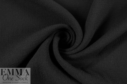 Italian black stretch wool doublecloth crepe