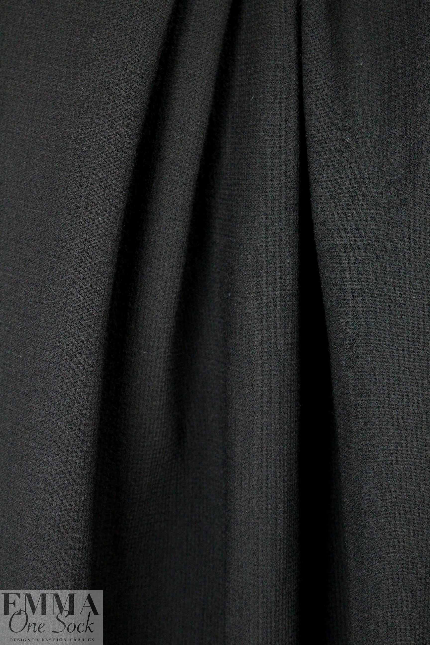 Italian black stretch wool doublecloth crepe