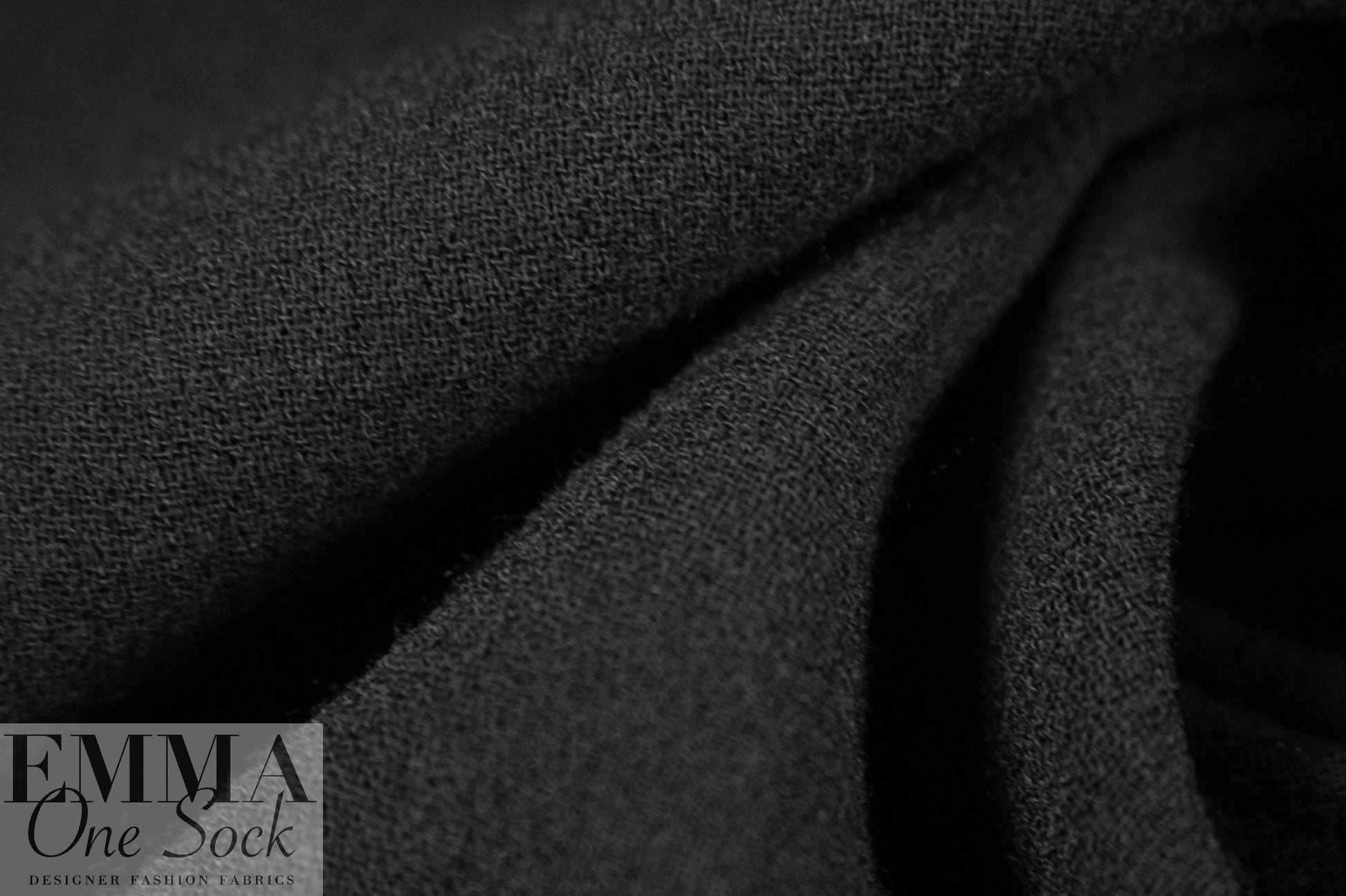 Italian black stretch wool doublecloth crepe