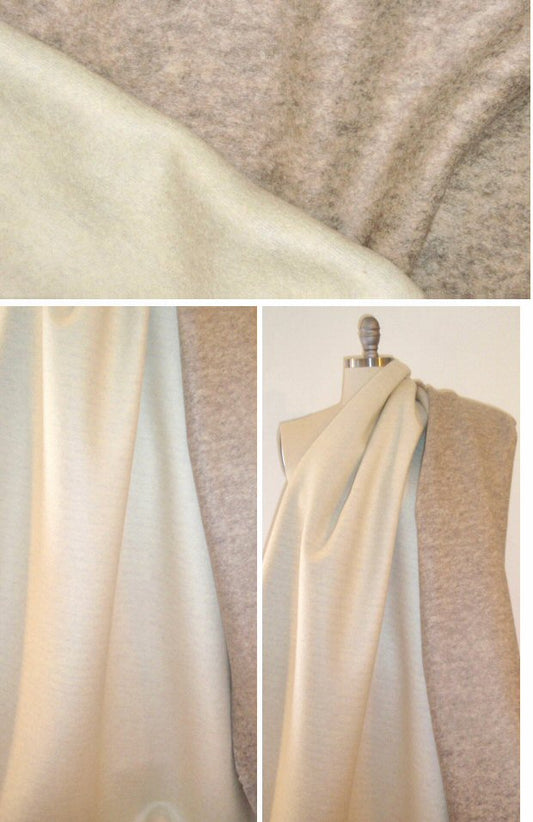 Italian double sided boiled wool fleece - oatmeal heather 1.75 yd