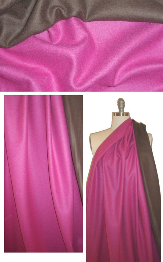 Italian wool doublecloth suiting - pink/chocolate