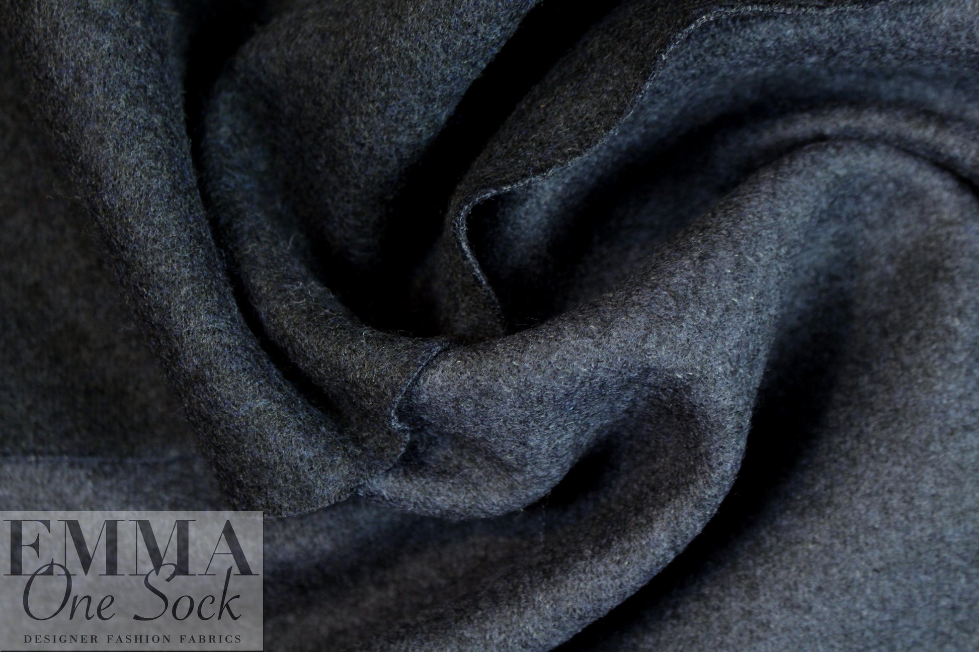 Italian two-sided wool doubleknit - sapphire/charcoal