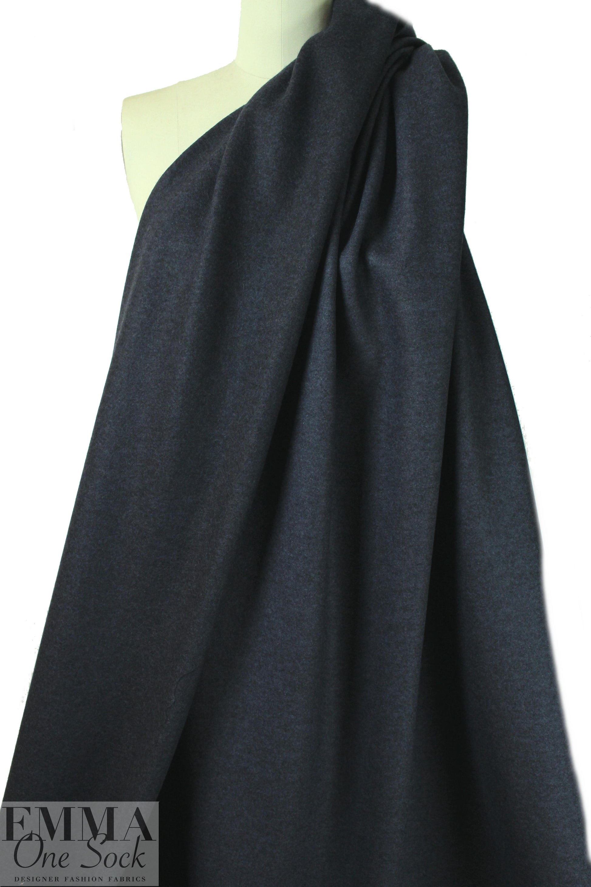 Italian two-sided wool doubleknit - sapphire/charcoal 1 yard