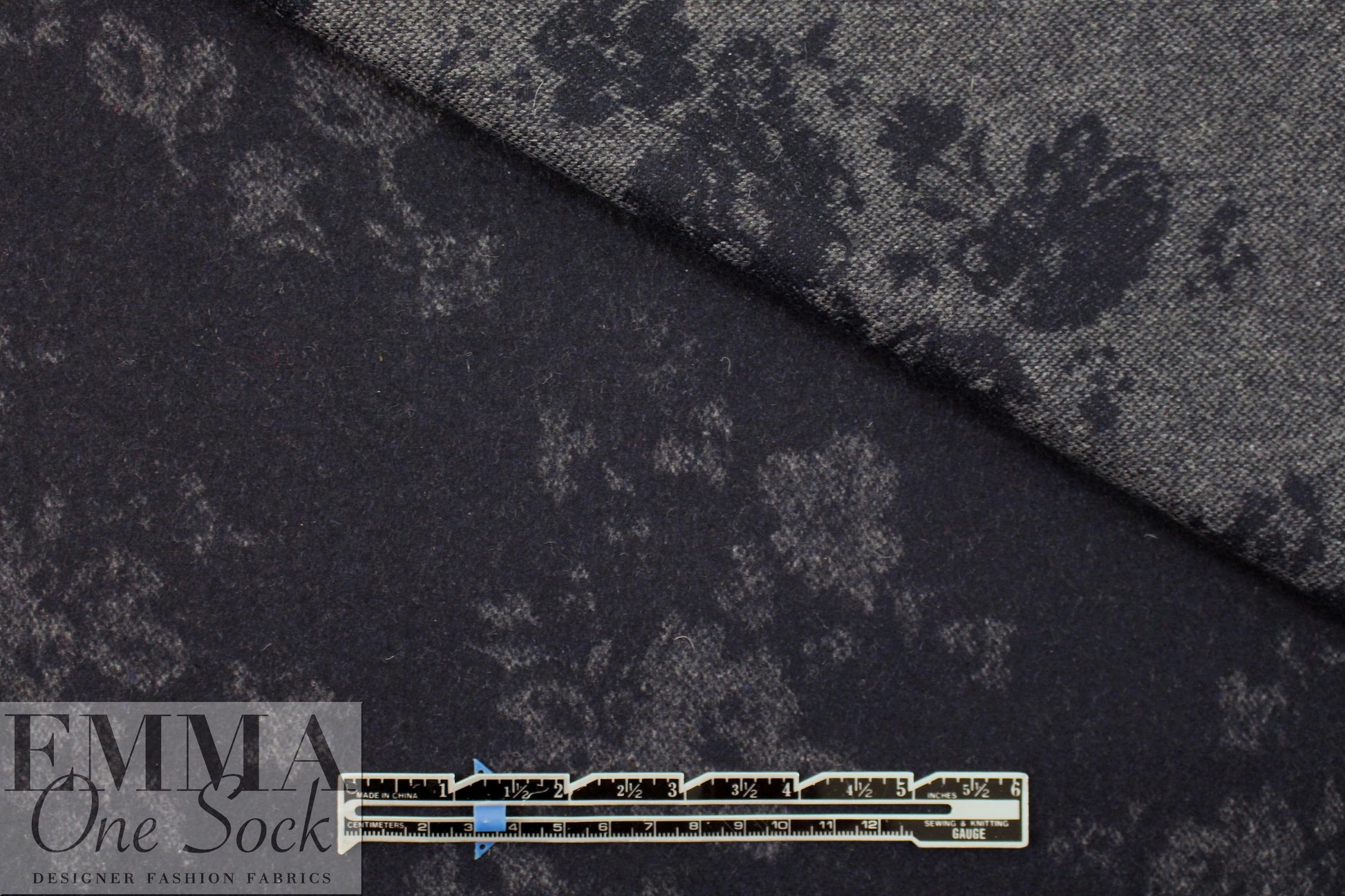 Italian virgin wool double face woven - navy floral