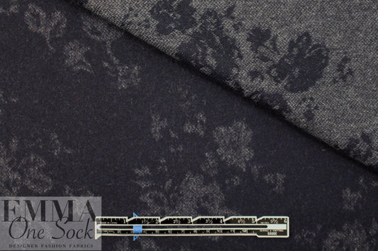Italian virgin wool double face woven - navy floral