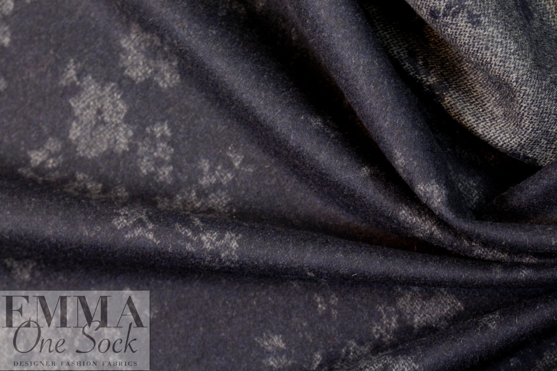 Italian virgin wool double face woven - navy floral