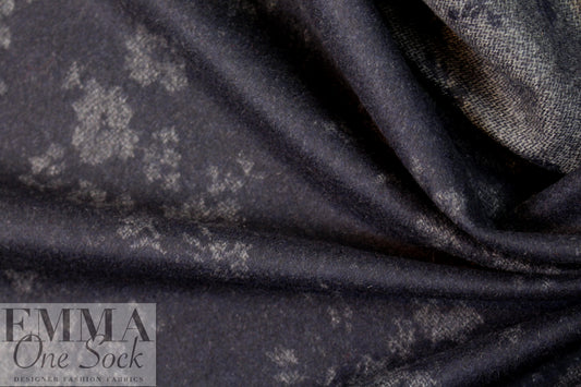 Italian virgin wool double face woven - navy floral