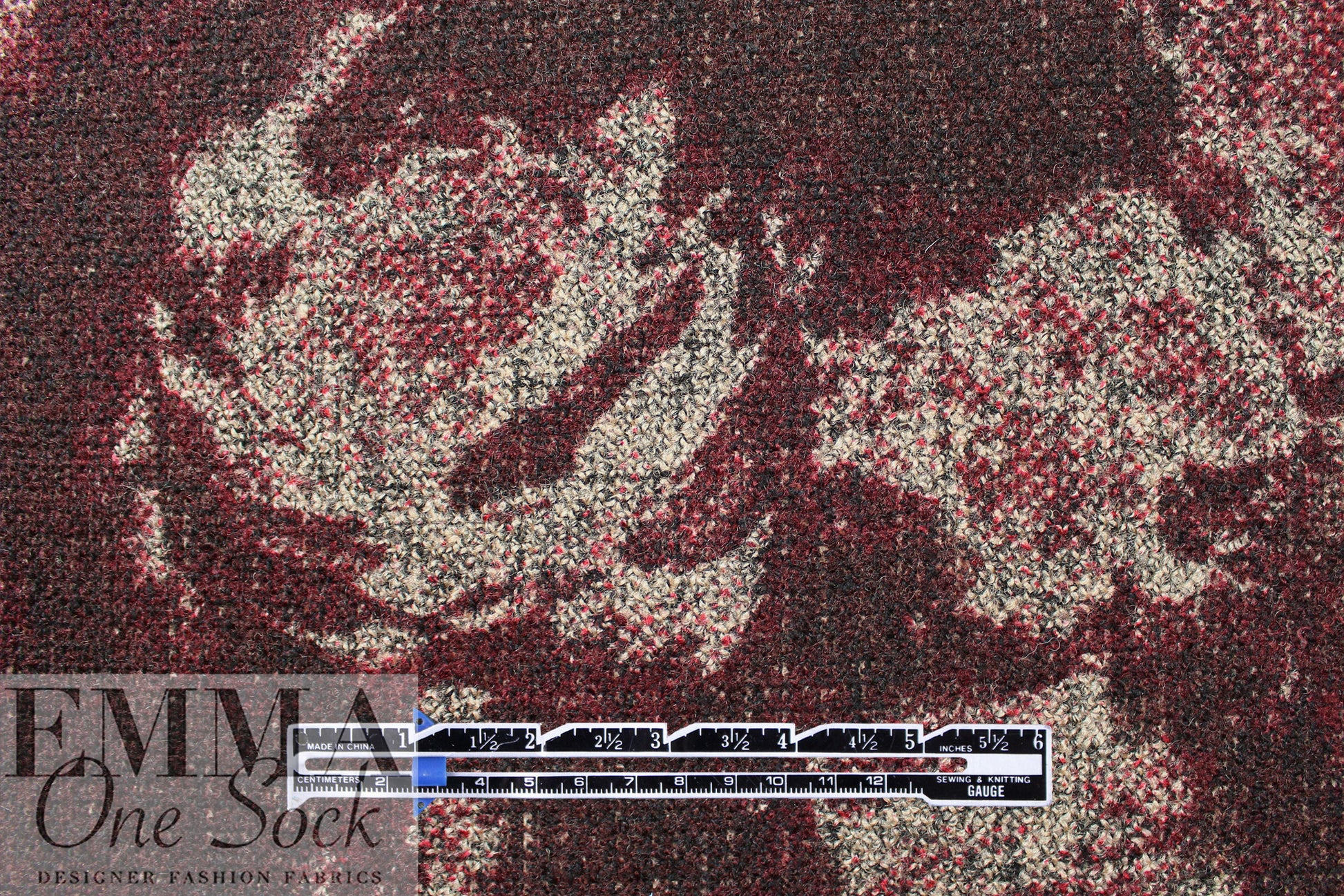 Italian 'auburn flower' wool blend doubleface woven .5 yds