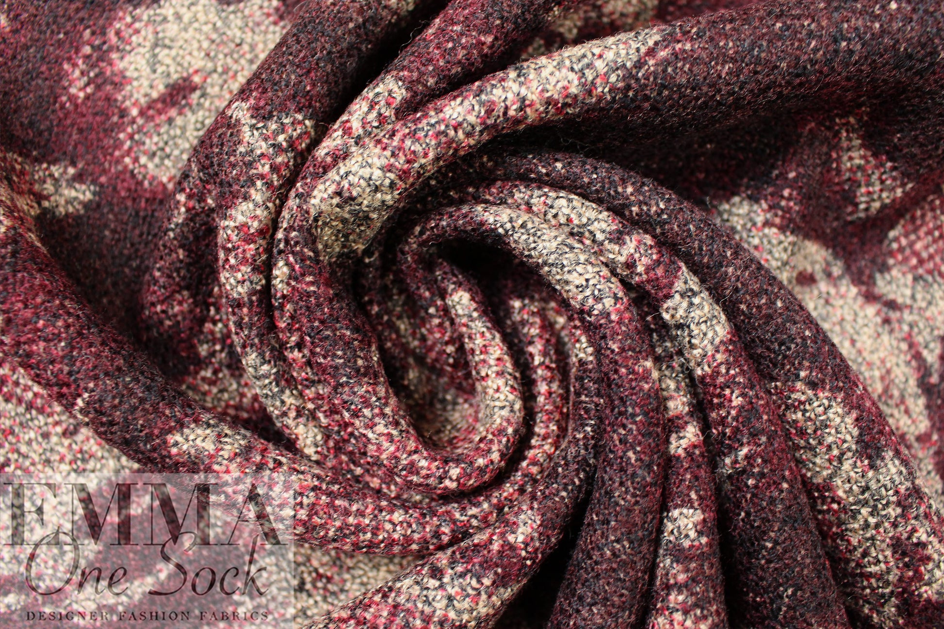 Italian 'auburn flower' wool blend doubleface woven 2.5 yd