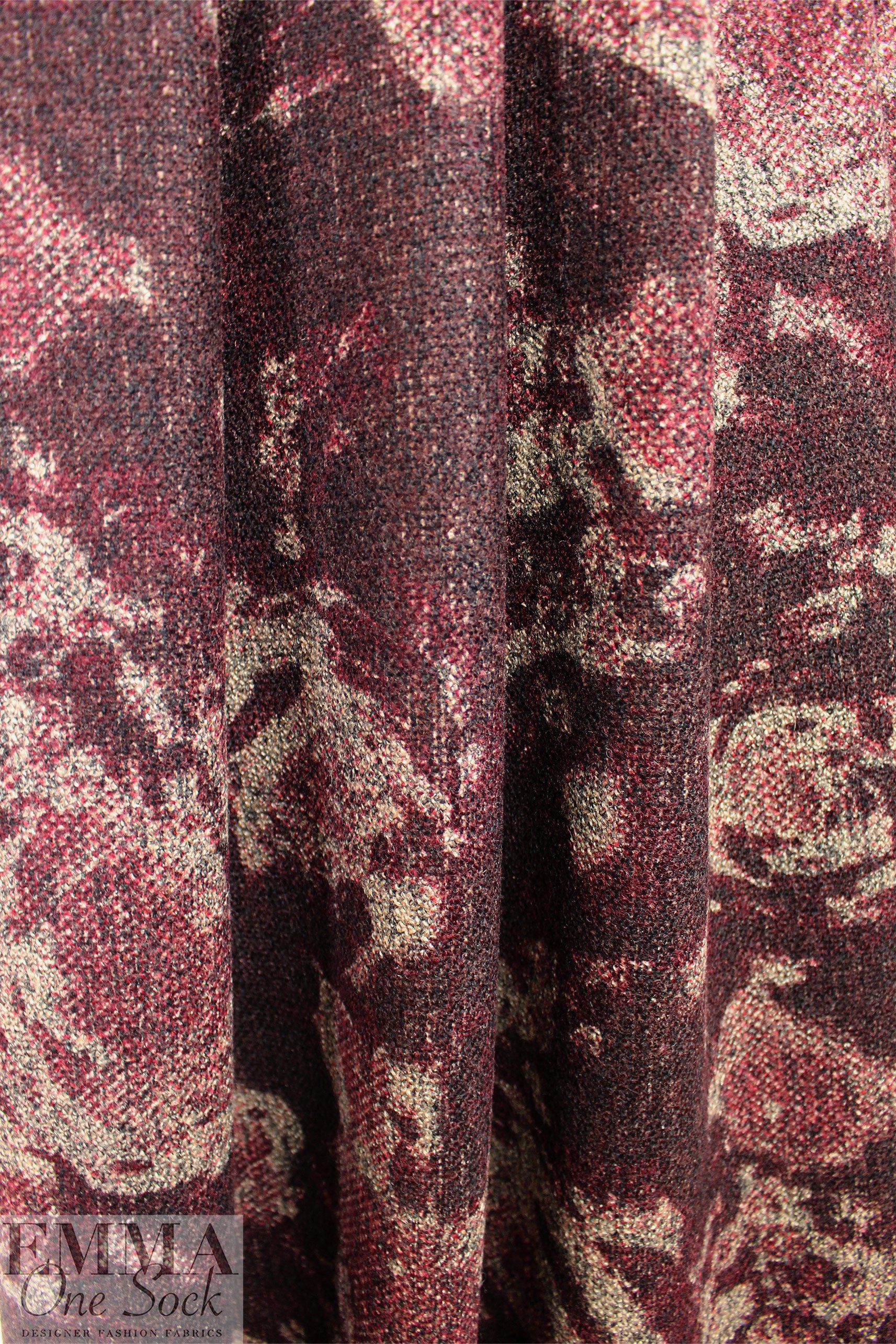Italian 'auburn flower' wool blend doubleface woven .5 yds