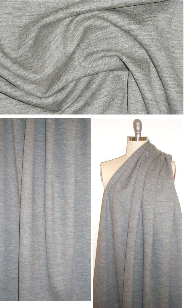 Italian wool/lycra ponte - warm gray heather .875 yds