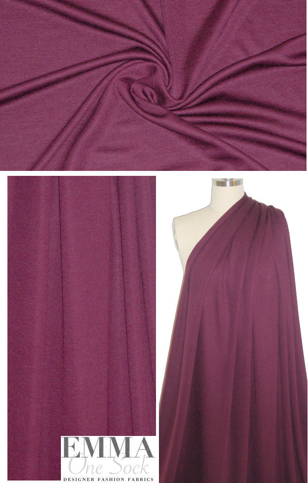 NY designer wool blend drapey doubleknit - wine .875 yds