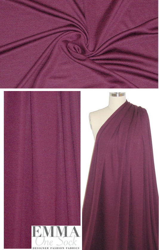 NY designer wool blend drapey doubleknit - wine 1 yard