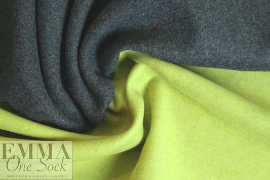 Italian stretch wool doublecloth suiting - lime/charcoal 1.875 yd