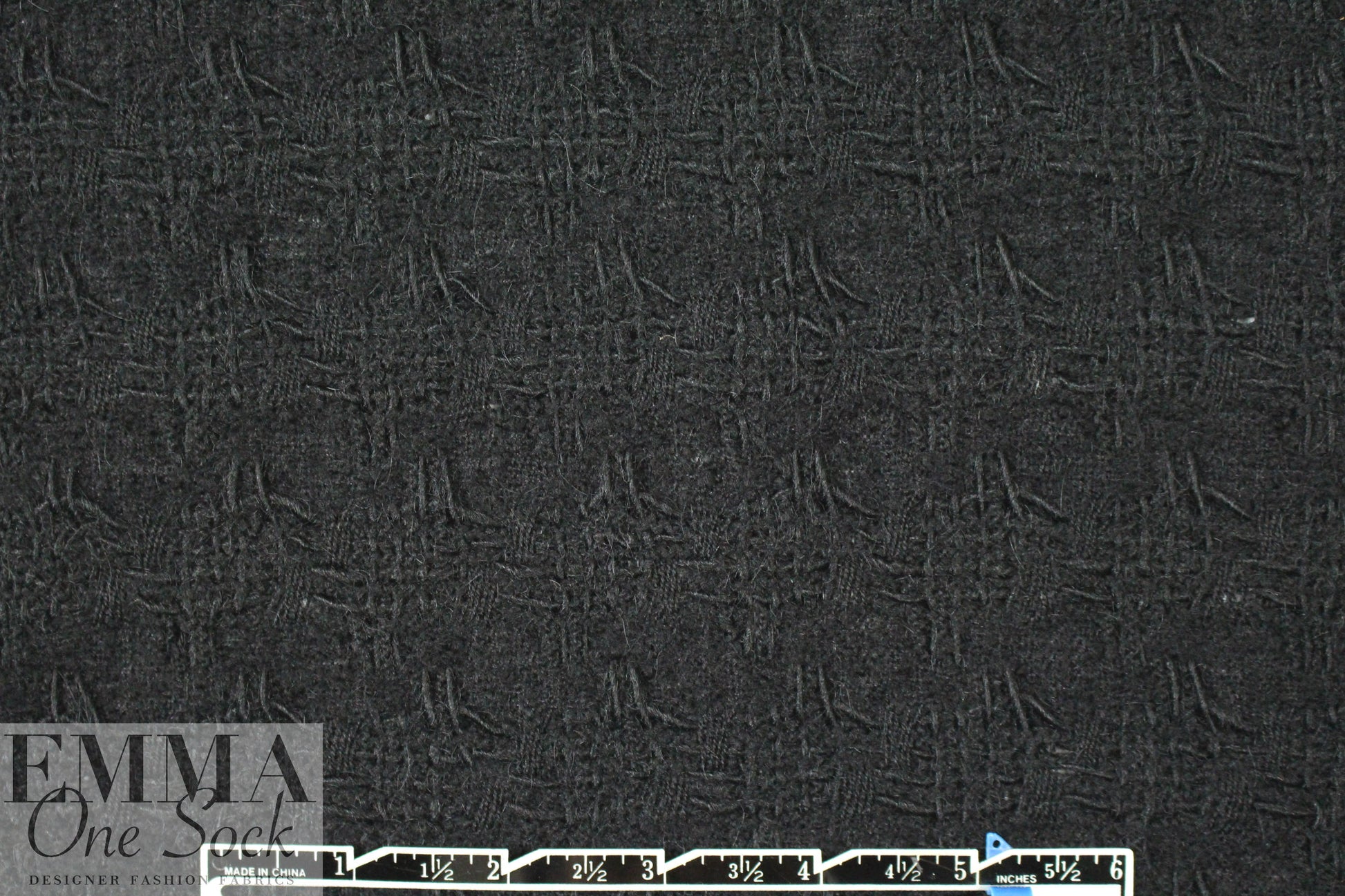 Italian black wool fancy weave suitting