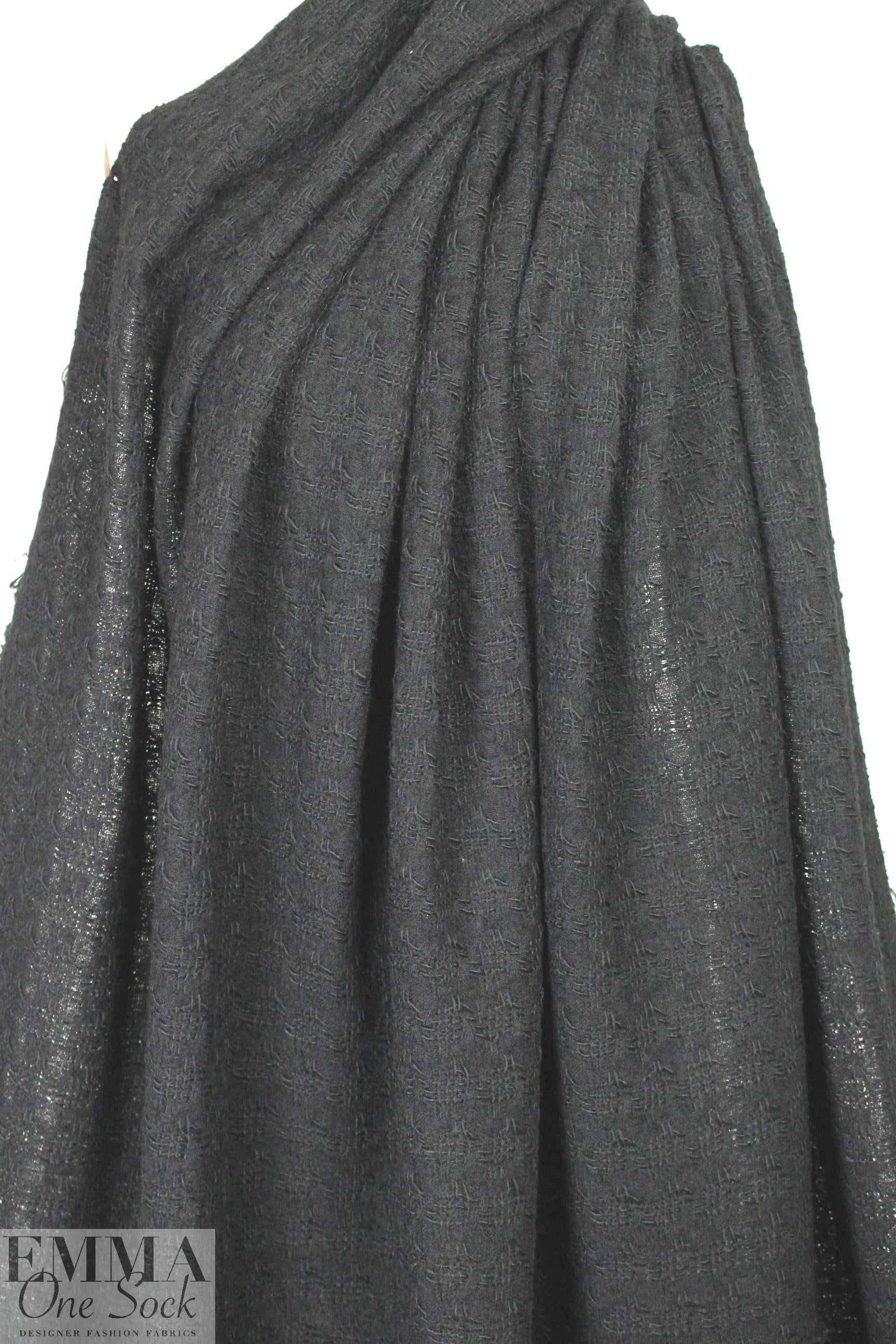 Italian black wool fancy weave suitting 1.25 yds