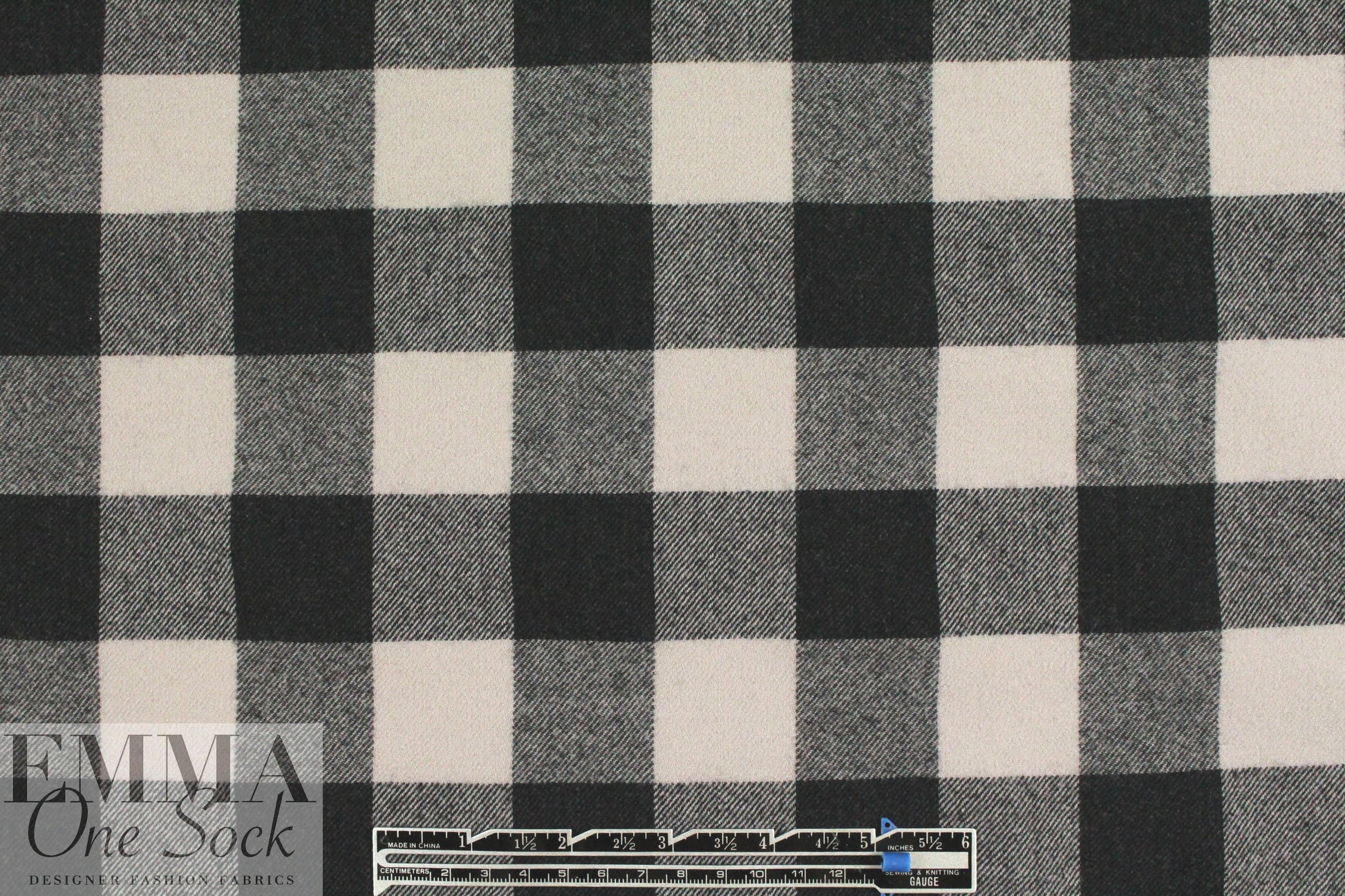 French yarn-dye plaid wool flannel - black/quarry 2.25 yd