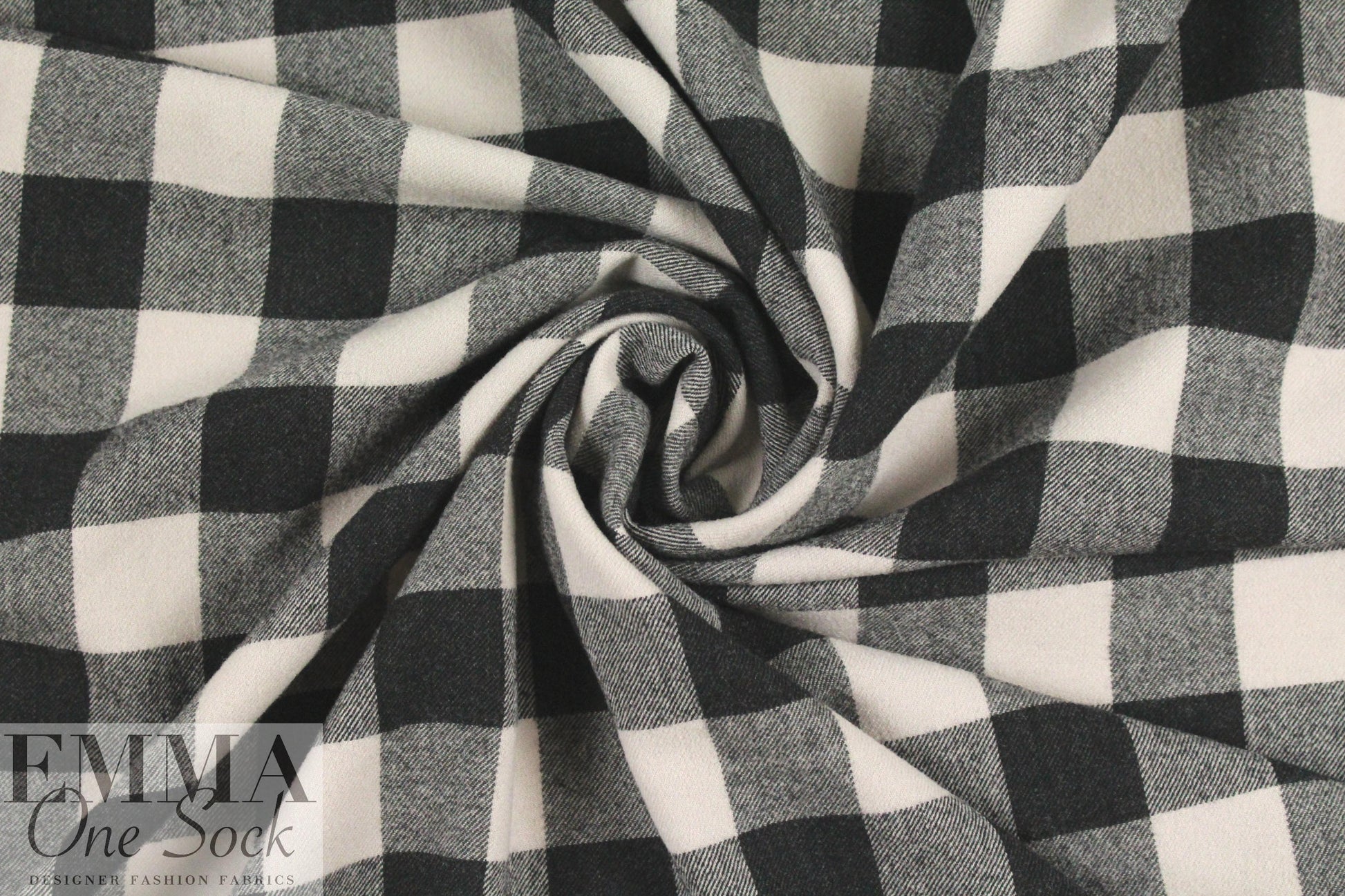 French yarn-dye plaid wool flannel - black/quarry 2.25 yd